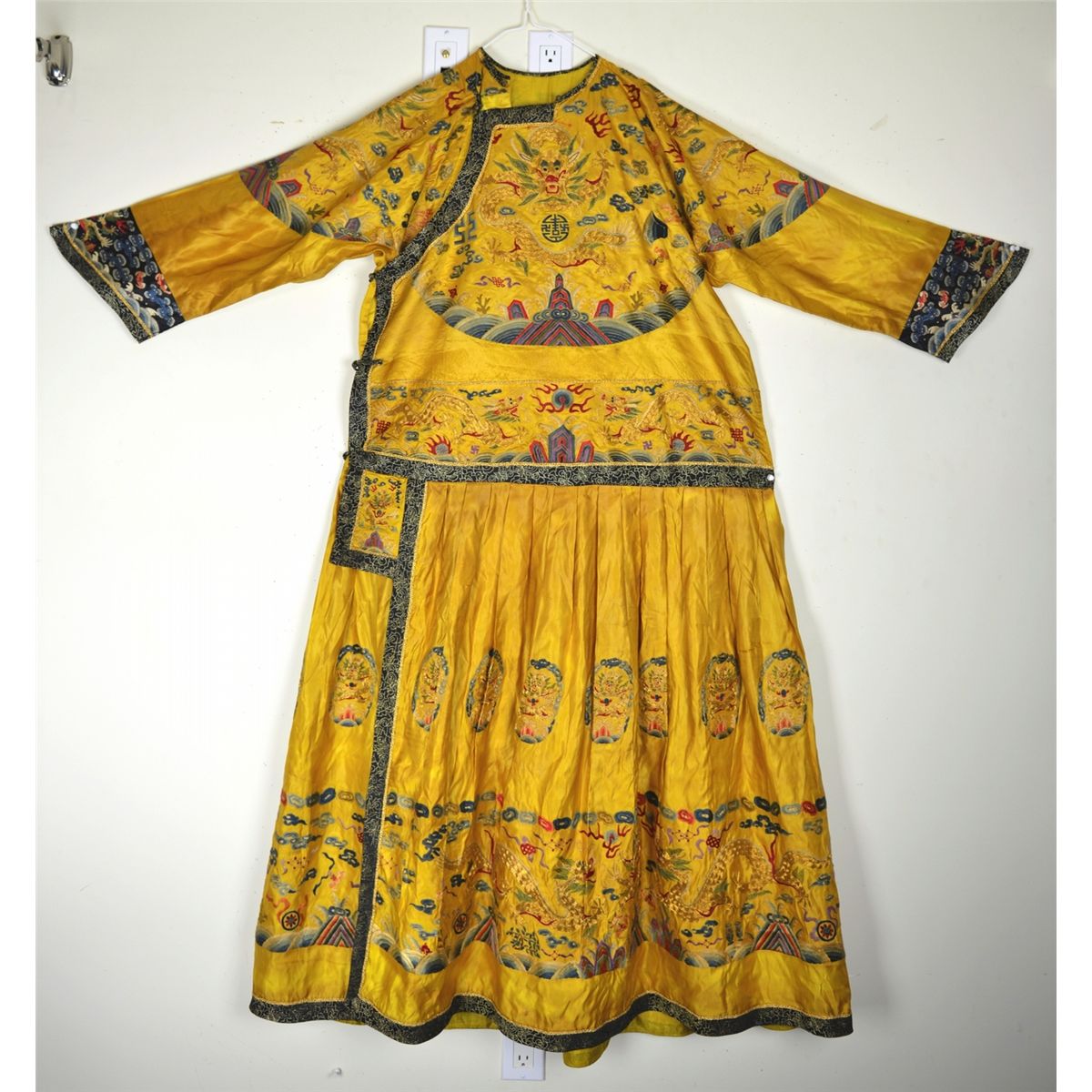 Antique Chinese Silk Robe with 26 Dragons