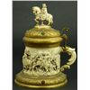 Image 1 : GERMAN RELIEF CARVED IVORY BRASS MOUNTED TANKARD