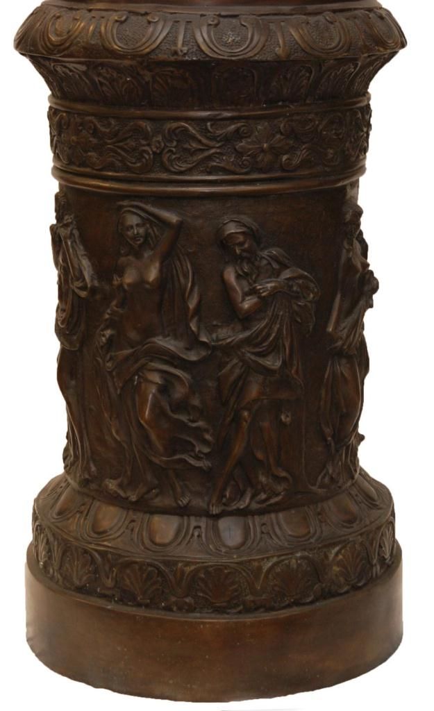 A LARGE EUROPEAN BRONZE URN & PEDESTAL