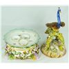 Image 6 : ANTIQUE GERMAN PORCELAIN PEACOCK INKWELL SET