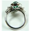Image 4 : A LADIES PLATINUM AND CABOCHON EMERALD RING