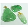 Image 2 : THREE CHINESE JADEITE PENDANTS 24K 14K BAILS