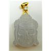 Image 2 : ICY WHITE JADE BUDDHA PENDANT w GOLD & DIAMOND