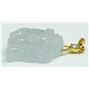 Image 3 : ICY WHITE JADE BUDDHA PENDANT w GOLD & DIAMOND