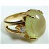 Image 2 : 14K YG ICY JADE CABOCHON & DIAMOND RING