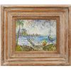 Image 2 : DAVID BURLIUK OIL PAINTING ON BOARD HARBOR SCENE