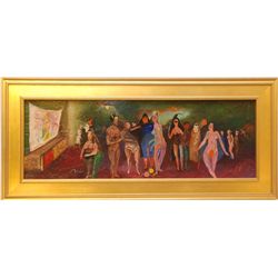 LOUIS BOSA OIL PAINTING ON MASONITE OF PARTY