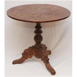 ANTIQUE PARQUETRY TILT TOP ROUND TABLE