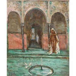 LILIAN GENTH OIL ON CANVAS ARAB WOMAN AT THE BATH