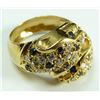 Image 2 : 18K YELLOW GOLD DIAMOND & SAPPHIRE PANTHERS RING