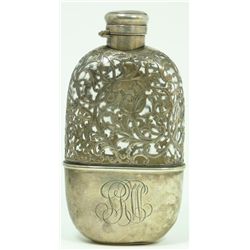 GORHAM STERLING SILVER OVERLAY LOCKING FLASK