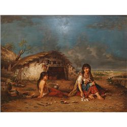 19th C EUROPEAN OIL ON BOARD SIGNED SONNATI