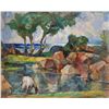 Image 1 : WILLIAM MEYEROWITZ 'THE POOL' OIL ON MASONITE