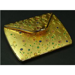 ITALIAN ENAMELED GOLD PLATED COMPACT