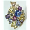 Image 4 : 18K YG GEMSTONE TUTTI FRUTTI DIAMOND RING