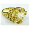 Image 2 : 18K YG JUDITH RIPKA 10CT CITRINE & DIAMOND RING