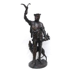 EMILE LOUIS PICAULT 'FAUCONNIER' BRONZE SCULPTURE