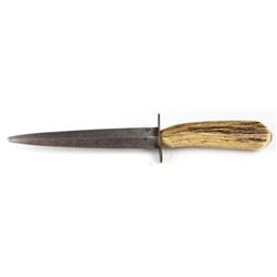 ET0617120002 MID 19TH CENTURY STAG HANDLED DAGGER Doubl