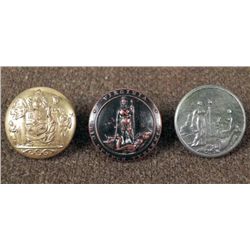 3 Virginia National Guard Antique Buttons Gilt, Bronze