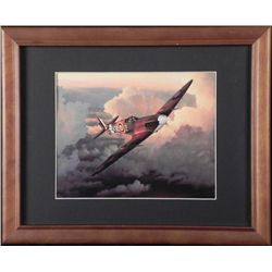 FRAMED WWII BRITISH SPITFIRE FLYING OVER WWII GERMANY