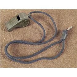 WWII MARINE DRILL SGT WHISTLE ON LANYARD