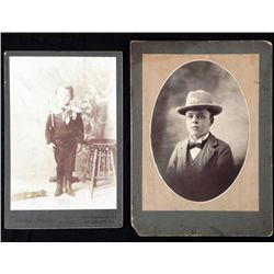 2 Antique Cabinet Card Photos Boys in Uniform, Ranger