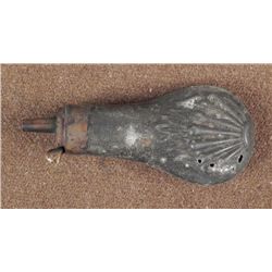 Old Brass Feather Pattern Wild West Powder Flask