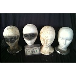 4 STYRO FOAM MASK DISPLAY HEADS