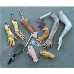 COLLECTION OF SEVERED HANDS ARMS HORROR PROPS