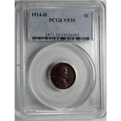 1914-D LINCOLN ONE CENT PCGS VF-XF35 IT'S REALLY XF