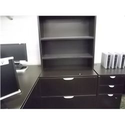 BLACK ONYX 2 DRAWER LATERAL FILE WITH HUTCH