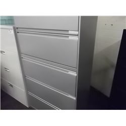 GREY 5 DRAWER LATERAL FILE CABINET