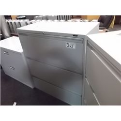 GREY 3 DRAWER LATERAL FILE CABINET