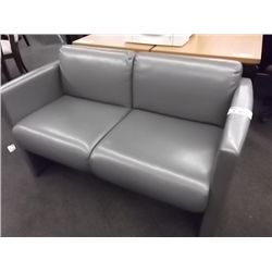 TEKNION GREY LEATHER 2 SEAT SOFA