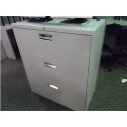 HON GREY 3 DRAWER LATERAL FILE CABINET