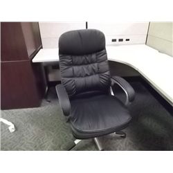 BLACK LEATHER TUFFTED HIGH BACK EXECUTIVE CHAIR