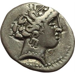 Greek.  Celtic. Gallia Cisalpina.  Drachm, imitation of Massalia. 2nd century BC. Obv.: Head of Arte