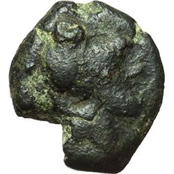 Greek.  Italy.   AE 18mm., circa 273-250 BC. Obv.: Head of Mars right. Rev.: COZANO. Horsehead right