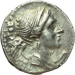 Greek.  Italy. Bruttium, The Brettii.  Drachm, circa 211-208 BC. Obv.: Diademed bust of Nike right. 