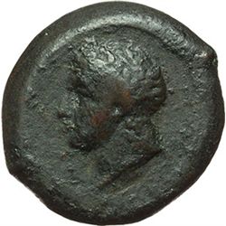 Greek.  Sicily.   Litra (?), 339-317 BC. Obv.: Laureate head of Apollo left. Rev.: [A?PANITAN]. Kith