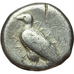 Greek.  Sicily.   Didrachm, 510-472 BC. Obv.: AKRACAS. Eagle standing left, with closed wings. Rev.: