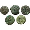 Image 1 : Greek.  Sicily. Panormos, under Roman rule.  Lot of 5 asses. Obv.: Laureate head of Janus. Rev.: She
