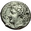 Image 1 : Greek.  Punic Sicily.   Tetradrachm, 350-325 B.C. Lilybaeum (?). Obv.: Head of Tanit left. Four dolp
