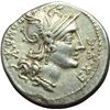 Image 1 : Roman Republican.    M. Sergius Silus. Denarius, 116-115 BC. Obv.: Head of Roma right. EX SC before.