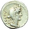 Image 1 : Roman Republican.    C. Fabius C. f. Hadrianus. Denarius, 102 BC. Obv.: Veiled and turreted bust of 