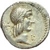 Image 1 : Roman Republican.    L. Calpurnius Piso Frugi. Denarius, 90 BC. Obv.: Laureate head of Apollo right.