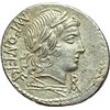 Image 1 : Roman Republican.    Mn. Fonteius C.f. Denarius, 85 BC. Obv.: Laureate head of Vejovis right. MN. FO