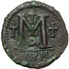 Image 2 : Byzantine.    Justinian I (527-565). Follis, Nicomedia. Obv.: DN IVSTINIANVS PP AVG. Diademed, drape