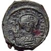 Image 1 : Byzantine.    Justin II (565-578). Half follis, Thessalonica. Obv.: DN IVSTINVS P P [].  Elmeted and
