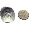 Image 2 : Lotti classici.    Impero bizantino. Lotto di un EL-aspron trachy (MB/qBB) + un sigillo di piombo (q